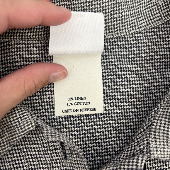 Hot Cotton Women’s Linen Blend Button Up Houndstooth Shirt Size Medium Charity - Picture 8 of 11